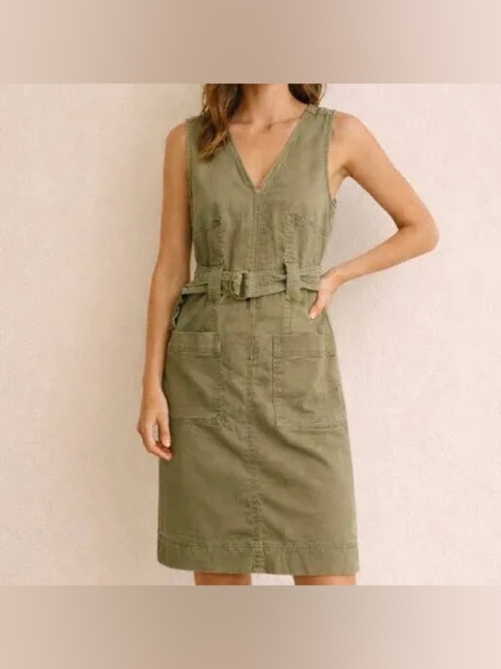 Maeve by Anthropologie Army Green Oona Utility Dress 8